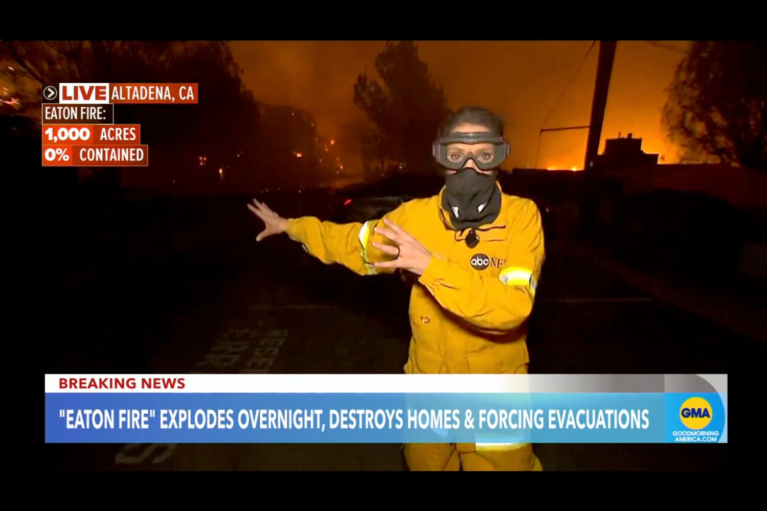 Reporter covering Los Angeles wildfires.
